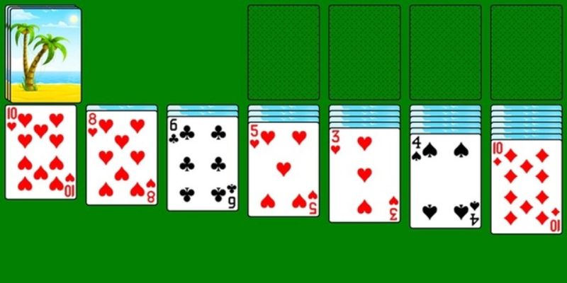 Bắt đầu ván game theo luật chơi Solitaire 